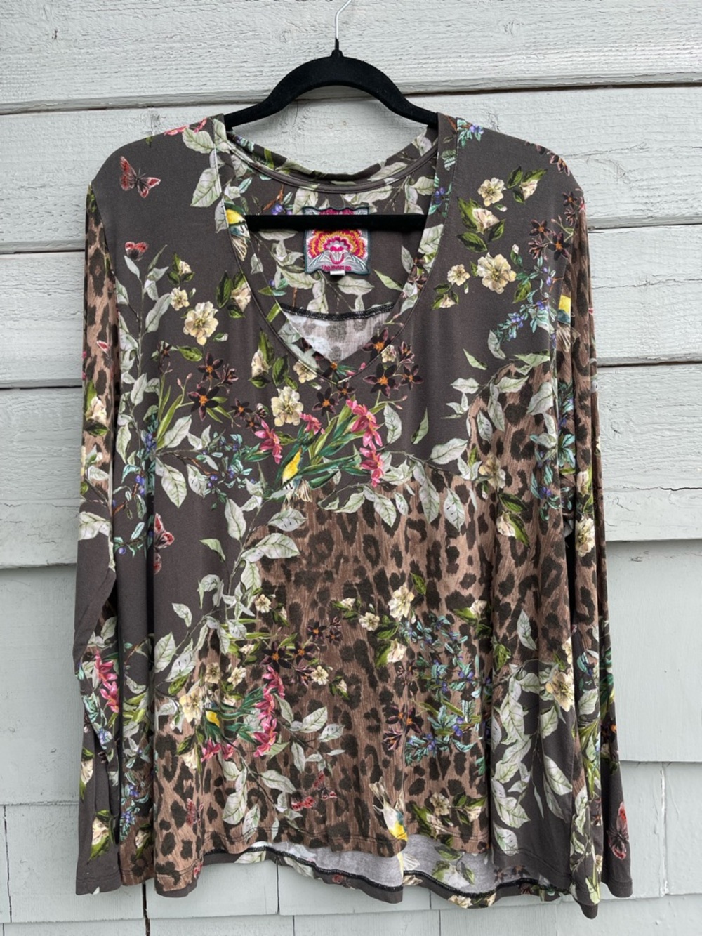 Johnny Was Ash Bird Floral Print Top Size L - Picture 10 of 16